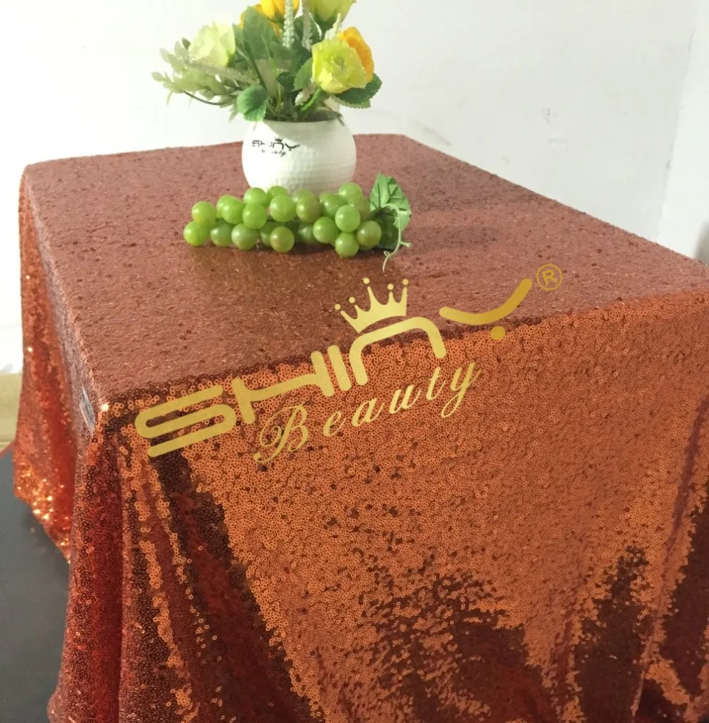 Buy SALE 50''*50'' Orange Sequin Table Cloth Cover 4FT