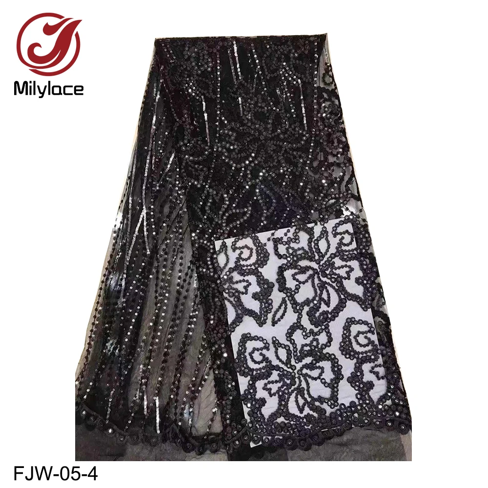 

2018 Latest sequined african tulle french lace fabric cheap price nigerian wedding lace free shipping for women dress FJW-05