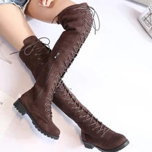 COOTELILI – bottes hautes pour femme, chaussures au-dessus du genou, plates et longues, en caoutchouc, du 35 au 43