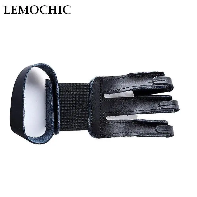 

LEMOCHIC recurve bow Arrow Archery 3 Finger Protective Support Guard Tip Protector Cowskin Glove Sports Safety Hunting fighting