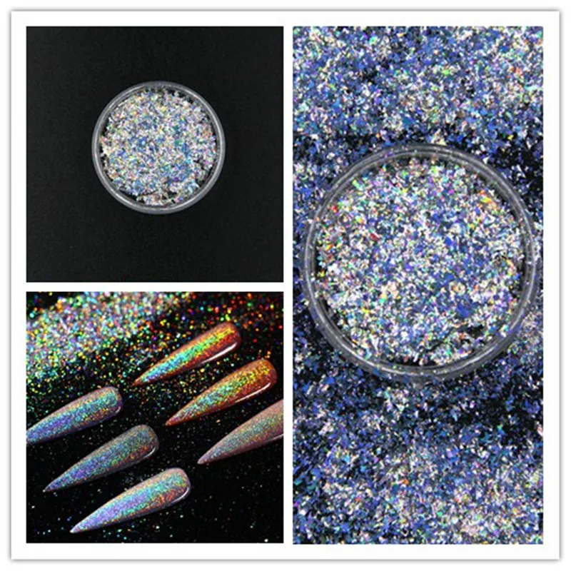 TCWB221L высококачественные лазерные серебряные хлопья Galaxy Holo для украшения ногтей