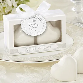 

DHL wedding favor ceramic Favors "A Dash of Love" Ceramic Heart Salt & Pepper Shakers party favor gift 100pcs/lot