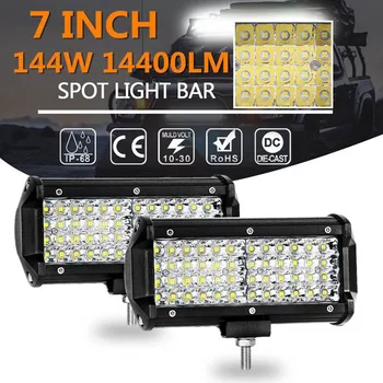 

1pcs 7 inch 144W LED Bar Car Spot Flood Off Road LED Light Bar Working Light for Truck Roof ATV 6000K hot Auto Accessories
