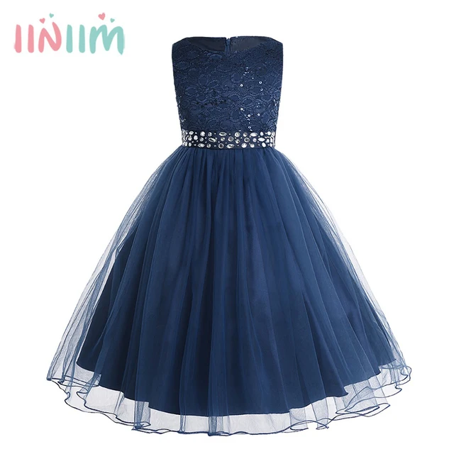 iiniim 2 14 Years Girls Wedding Flower Dress Kids Princess Formal Dress
