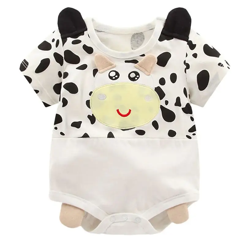 

Cute Baby Rompers Cartoon Animal Panda Cattle Pig Pattern Short Sleeve Baby Clothes Jumpsuit One-Pieces Outfits