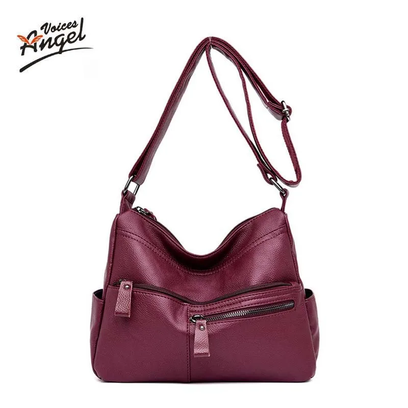 

Women Solid Color Hobos Messenger Bag Zipper genuine leather Soft Handbag Mini Clutch Pure Crossbody Shoulder Bag