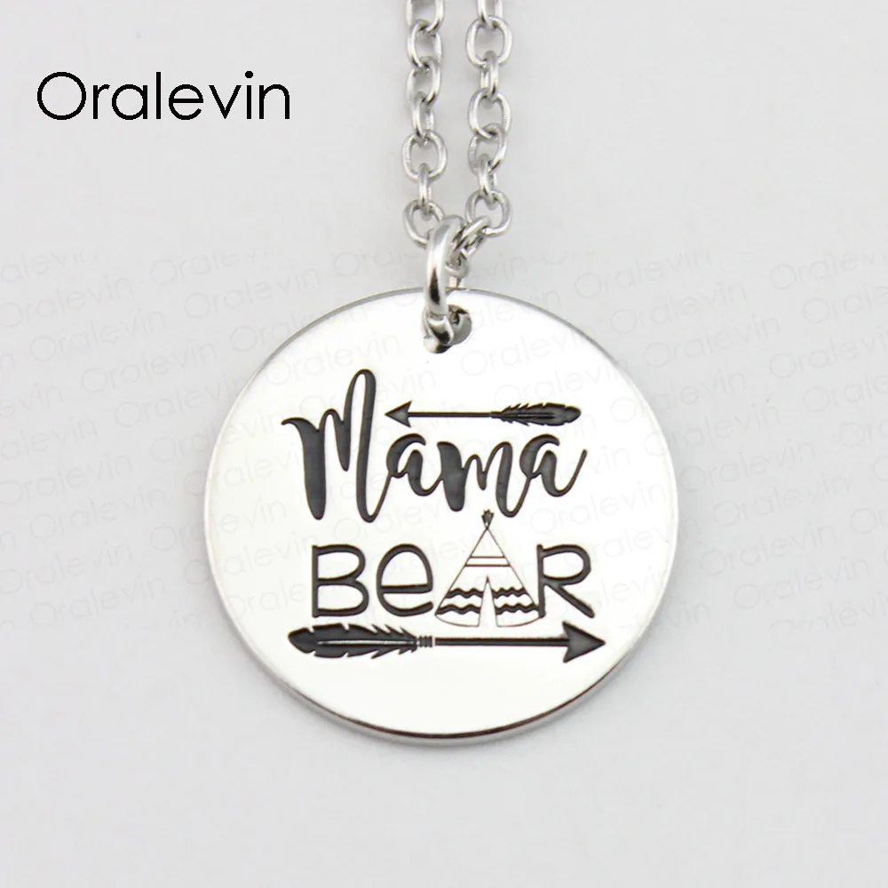 

MAMA BEAR Pendant Charms Necklace Gift Jewelry 10Pcs/Lot #LN411