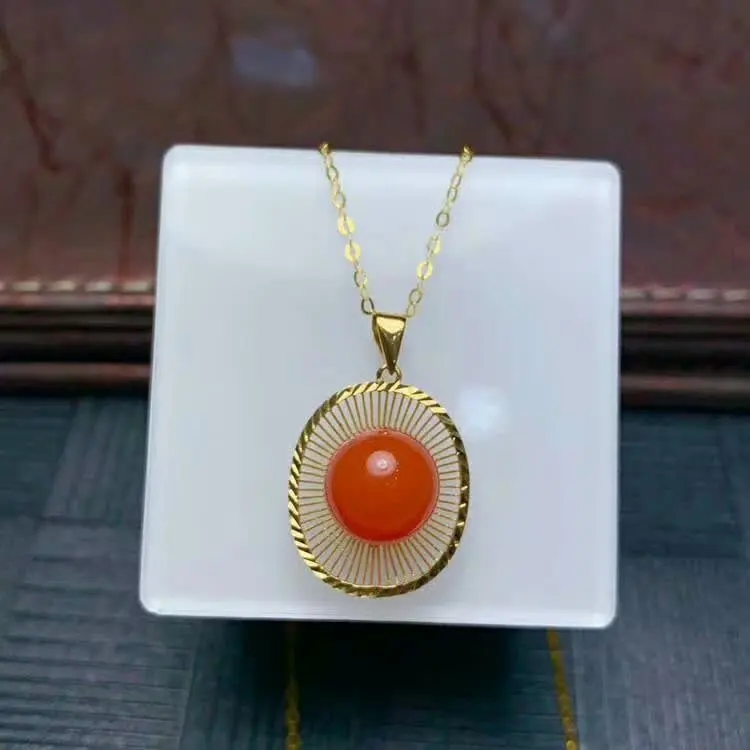 Shilovem 18K розовое золото настоящий натуральный южный Красный Агат Подвески без