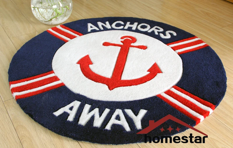 80x80cmNavyBlueHandmadeRoundRugNauticalHomeDecorativeCarpet