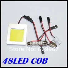10 шт./партия подсветка приборной панели 48 светодиодный COB светодиодный подсветка приборной панели интерьерная комната купольная Автомобильная лампочка лампа с 3 адаптерами