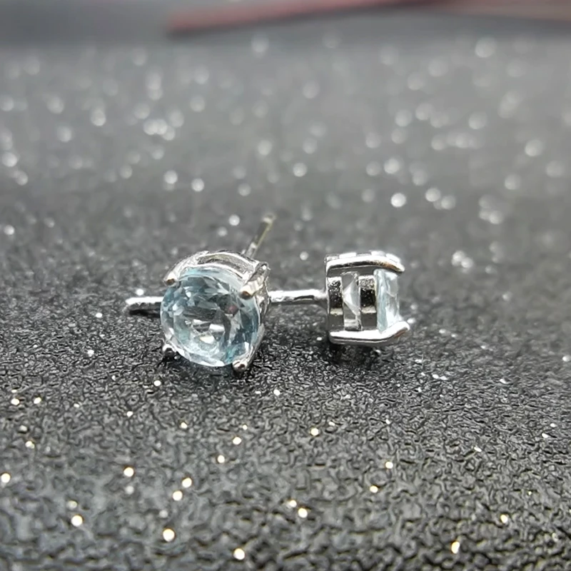 

Lanzyo 925 Sterling Silver blue Topaz Stud Earrings Girls Birthday Gift Fine Jewelry Woman Earring