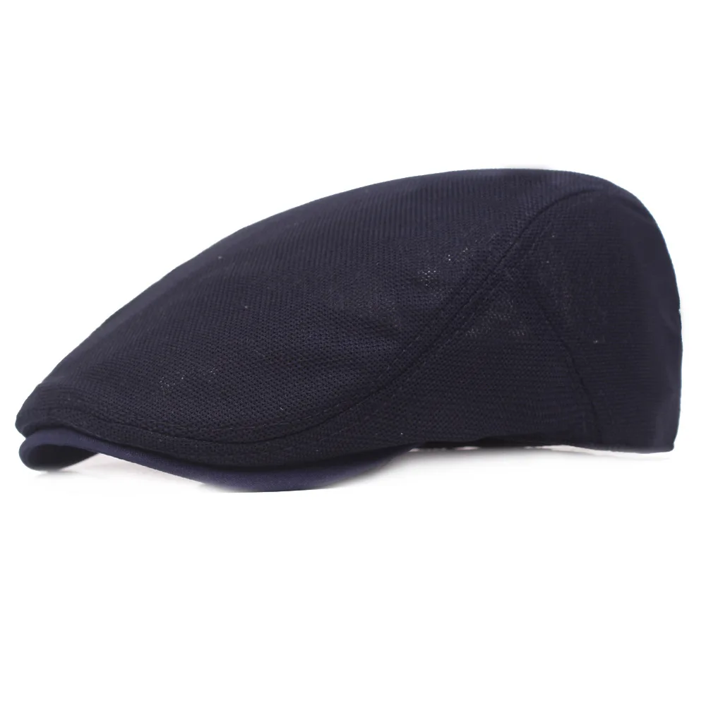 Стиль высокого качества унисекс дышащая хлопковая кепка газетчика плюща шляпы повседневные плоские вождения Гольф кепи в таксистском стиле солнцезащитный козырек - Цвет: Navy