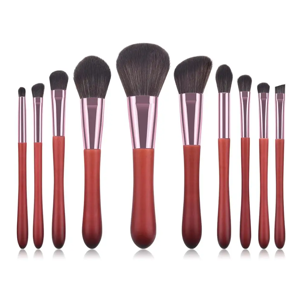 

10 Pcs Professional Redwood Makeup Brushes Set Fountion Blending Eyeshadow Blush Brushes Beauty Cosmetic Tools Pincel Maquiagem