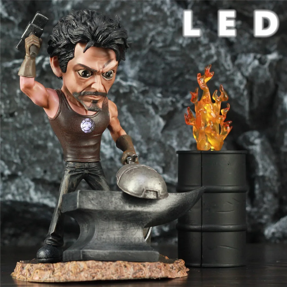

LED Light Iron Man Tony Stark Marking MK1 Statue Figure Downey Jr. Mark 1 Mask KO's LB Studios LBS GK Avengers Toys Doll Model