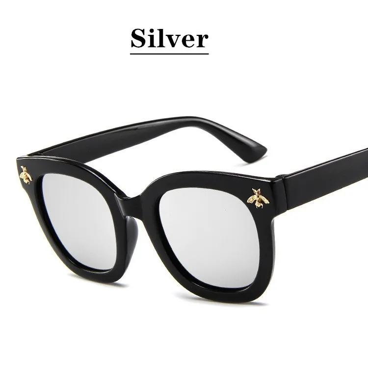 Детские панковские детские солнцезащитные очки, маленькая пчелка, солнцезащитные очки UV400, Детские высококачественные брендовые солнцезащитные очки, большие очки Oculos De Sl - Цвет линз: Серебристый