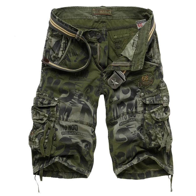 

Drop shipping Men's Camouflage Shorts 2019 Summer Army Cargo Shorts Workout Shorts Loose Casual Trousers Plus size 29-40 No Belt