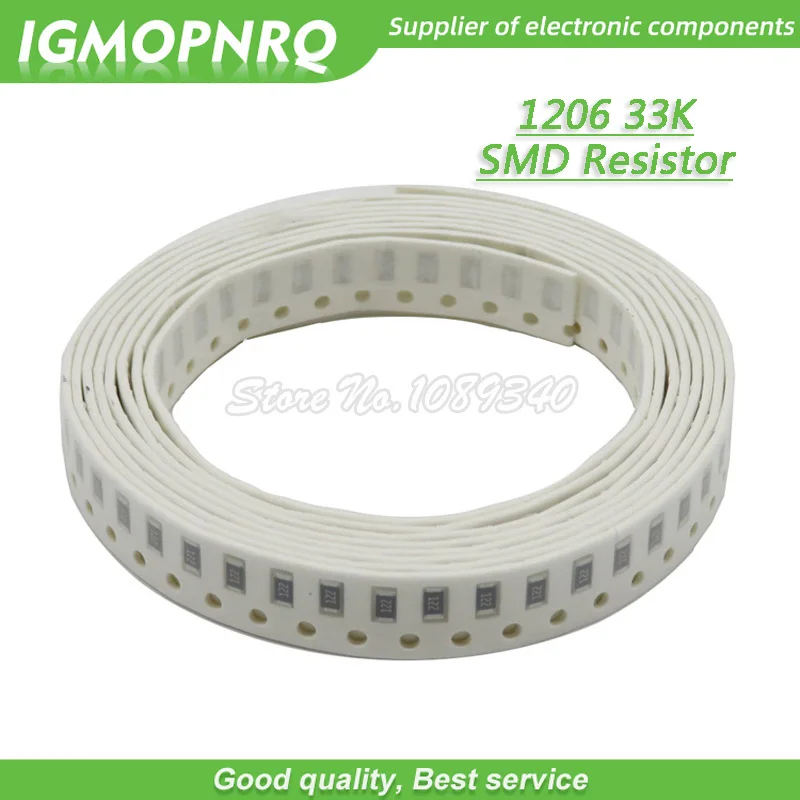 

100PCS 1206 SMD Resistor 1% resistance 33K ohm chip resistor 0.25W 1/4W 333 IGMOPNRQ