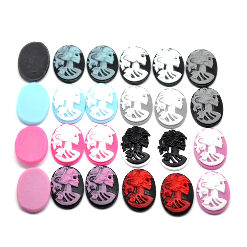 

LF 20Pcs Mixed Resin Oval Skull Frame Decoration Crafts Flatback Cabochon Embellishments For Scrapbooking Cute Diy Accessories