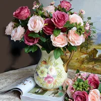 DIY Искусственные Цветочные головки пионов многоцветная дорога свинец свадебный цветок букет отель фон Настенный декор