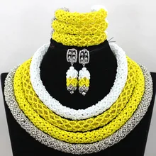 Великолепные 4 слойные, африканская бижутерия наборы нигерийский традиционный свадебное хрустальное ожерелье Набор Горячая WA649