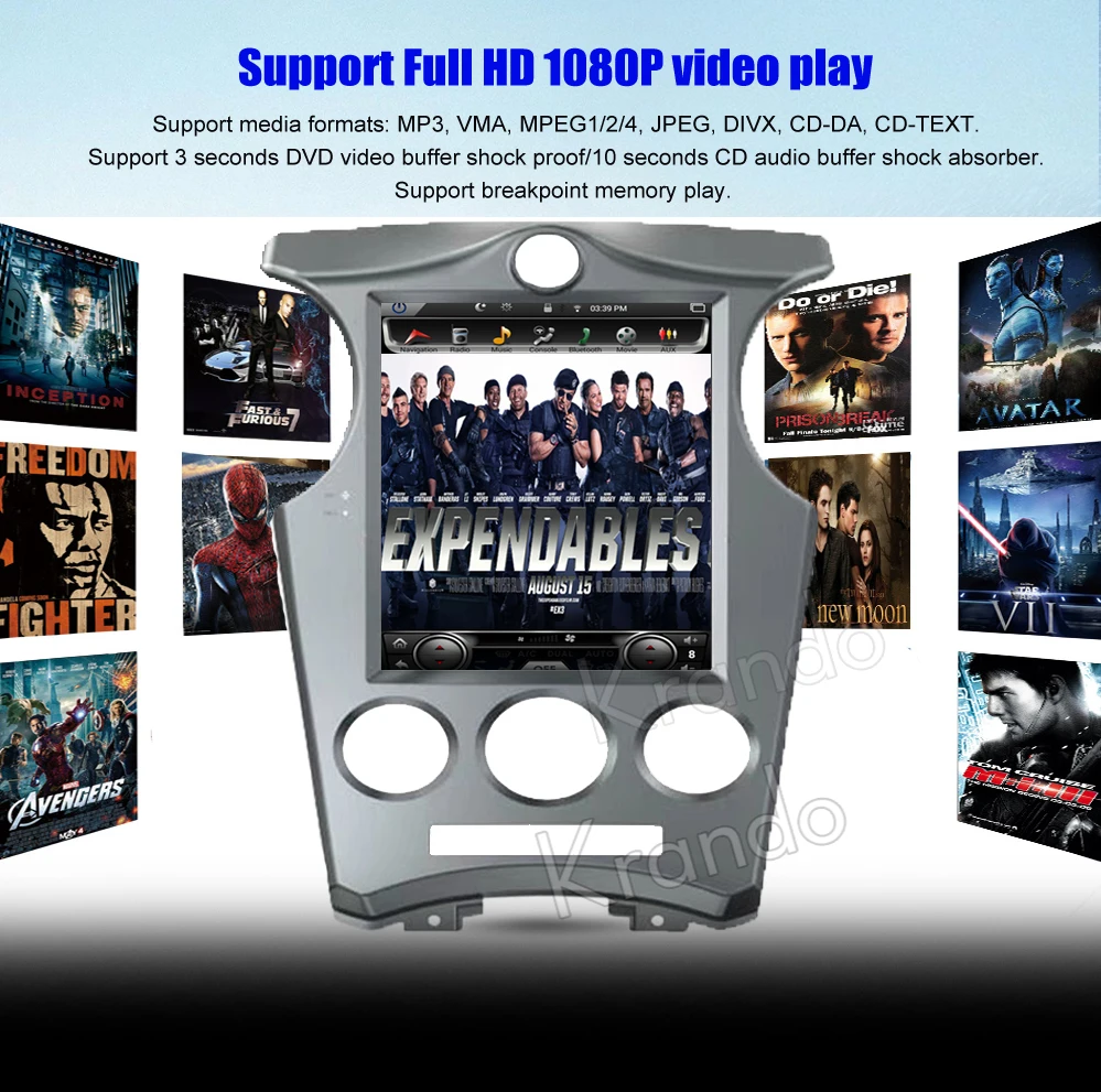 Clearance Krando Android 7.1 10.4" Tesla style Vertical car radio For KIA CARENS 2006-2013  manual AC navigation player 9