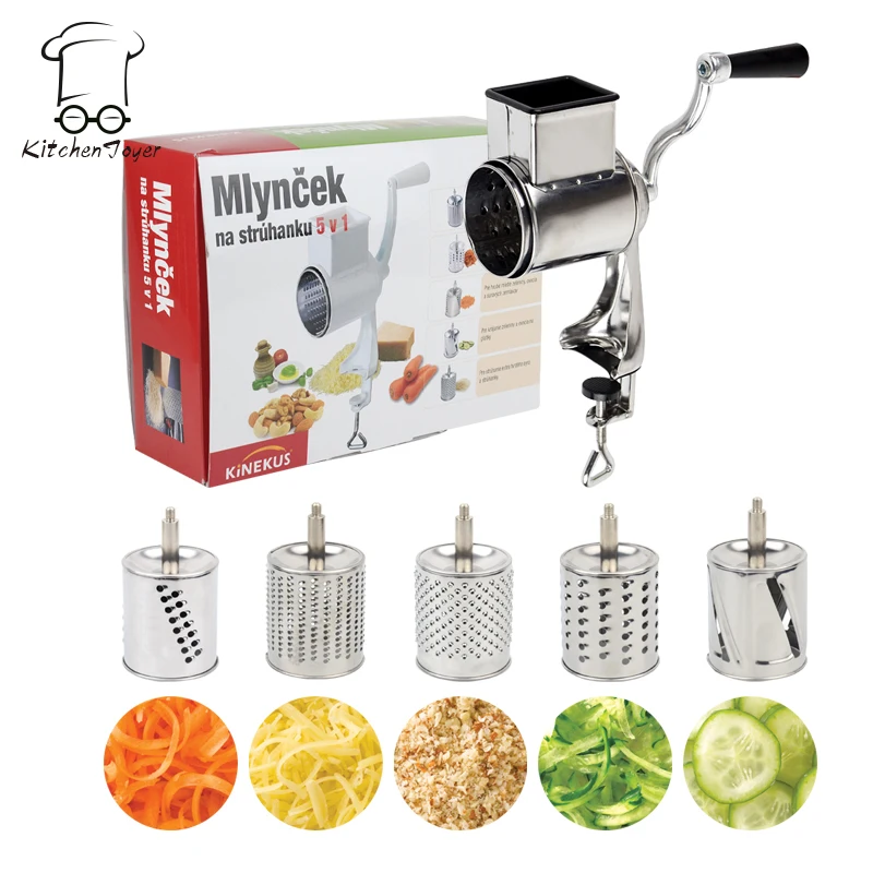 Nut & cheese grater vegetable shredder fruits slicer with 5 drums for grating shredding slicing nuts fruits and vegetable