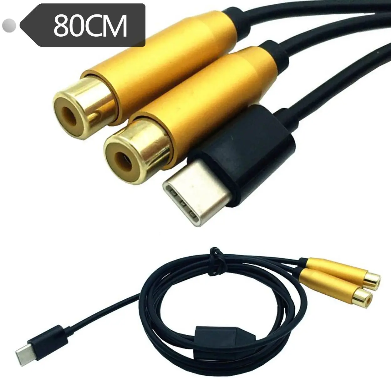 Топ 2.6FT 80 см Тип usb C мужчин и женщин RCA стерео аудио Y сплиттер Кабель адаптер USB
