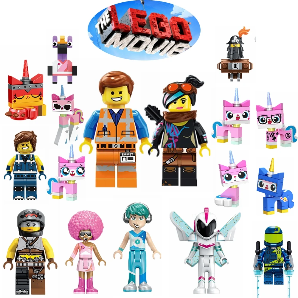 

Legoing Movie 2 1 Unikitty Elves Disco Kitty Warrior Bad Cop Robot SWAT Vitruvius REX ZEBE Figures Blocks DIY Toy Movie Legoings