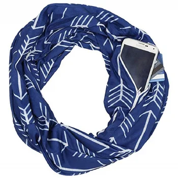 

Newly Women Winter arrowhead pattern Convertible Infinity Scarf with Pocket Loop Zipper Pocket Scarves Party DIY decoration