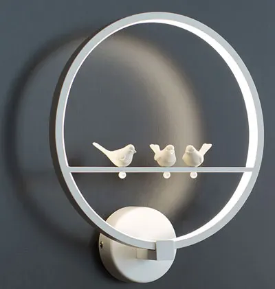 18 Вт светодиодный настенный светильник, современный светильник для спальни, настенный светильник для помещений, гостиной, столовой, коридора, светильник, декоративный бюстгальтер - Цвет абажура: 3 birds white