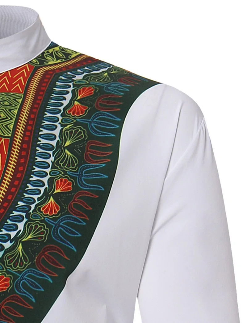 YUNY Mens Printed Mid-Long Stand Collar Long Sleeve African Style Top Shirt Black S YUNY Mens Printed Mid-Long Stand Collar Long Sleeve African Style Top Shirt Black S