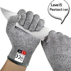 Уровень 5 порезостойкие перчатки высокопрочный полиэтилен HPPE вязаные кухонные порезостойкие перчатки Деревообработка убой перчатки с