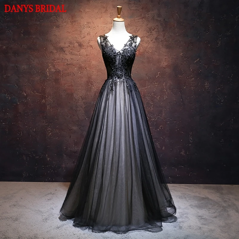 

Black Long Lace Evening Dresses Party Women Beaded Elegant Formal Evening Gowns Dresses Wear robe de soiree longue