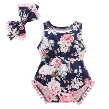 

SZYADEOU Newborn Infant Toddler Baby jumpsuit Summer Romper baby Girls Boys Floral Tassels flower meisje clothes Outfits Sets L4