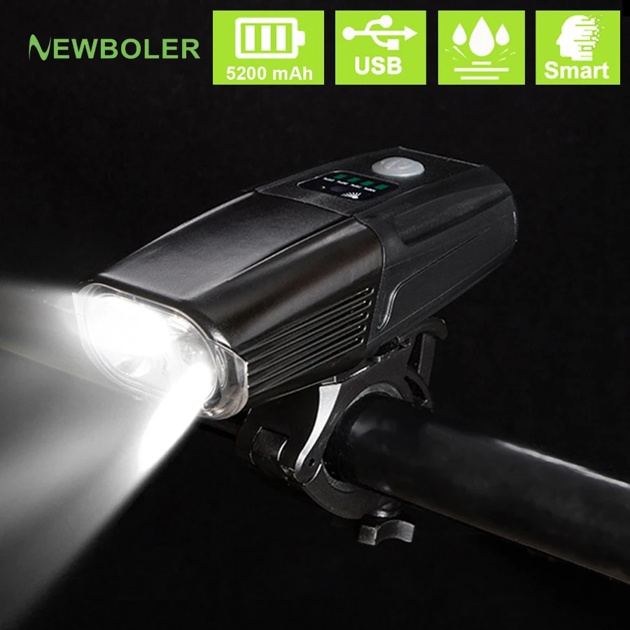 Best NEWBOLER 5200 mAh Bicycle Light Front and Rear Set L2/T6 Bike Lamp LED Headlight USB Rechargeable Flashlight For Cycle Lanterna 1