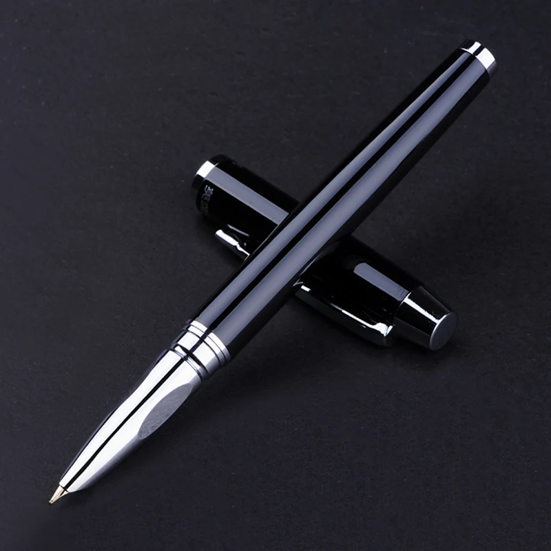 Silver Clip Black Hooded Nib Fountain Pen Metal Ink Pen Rollerball Pens