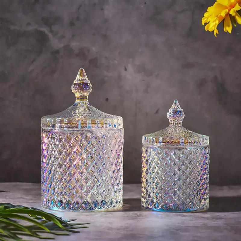 

Crystal Candy Storage Box Glass Snacks Storage Container Home Decoration for House Desk Room(Clear)