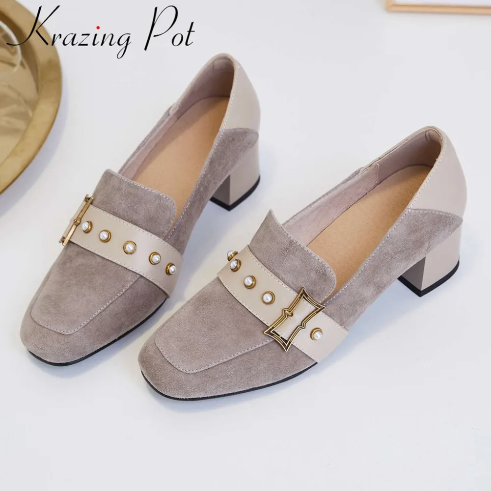 Boucle Perles Arrivée Naturel Talons Décoration Métal Chaussures Grey Hauts Pot rose Printemps Ceinture light Bureau Vintage En Noir L8f1 Chunky Krazing Cuir Nouvelle xqEg7YwxC