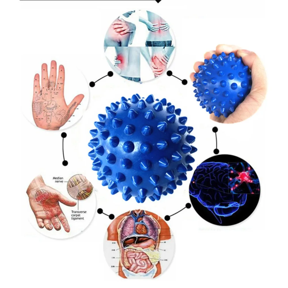 Шипованные массажные мячи для фитнеса из ПВХ, тренировочный портативный шар для физиотерапии, пусковая точка, мячик ежика, массажный мяч для рук, Feets