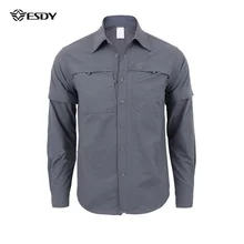 ESDY Мужская Уличная Охота Рыбалка Туризм быстросохнущая рубашка с длинным рукавом Военная тактическая рубашка дышащая анти-УФ футболка