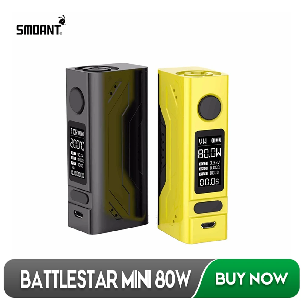 

Original Smoant Battlestar Mini 80W Mod fit Ni Ti SS316 Heating Wire 18650 Battery TC TCR Vape Box Mod TC for E Cig RDA RTA Tank