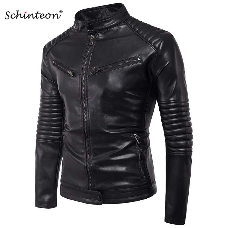 Мужская мотоциклетная куртка из ПУ кожи с воротником стойкой|jacket casual|casual coatautumn men
