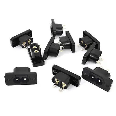

10 Pcs AC 250V 10A 2 Pole IEC320 C8 Power Inlet Socket Connector