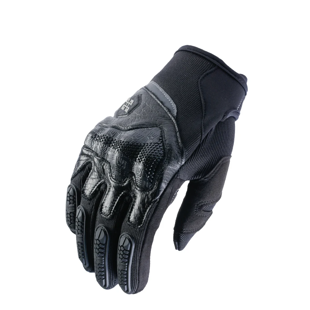 XUEYU Мотоциклетные Перчатки Кожаные дышащие перчатки для мотокросса Мужские Женские внедорожные мотоциклетные перчатки с сенсорным экраном - Цвет: black