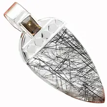 Lovegem подлинный черный рутил кулон 925 пробы серебро, 44 мм, AP3314