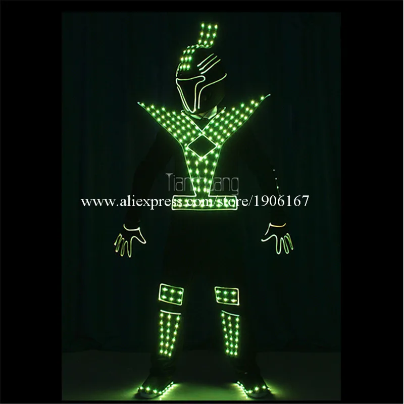Programmable Men led robot costumes dance costumes robot suit full color led light dj clothes luminous stage wears disco5