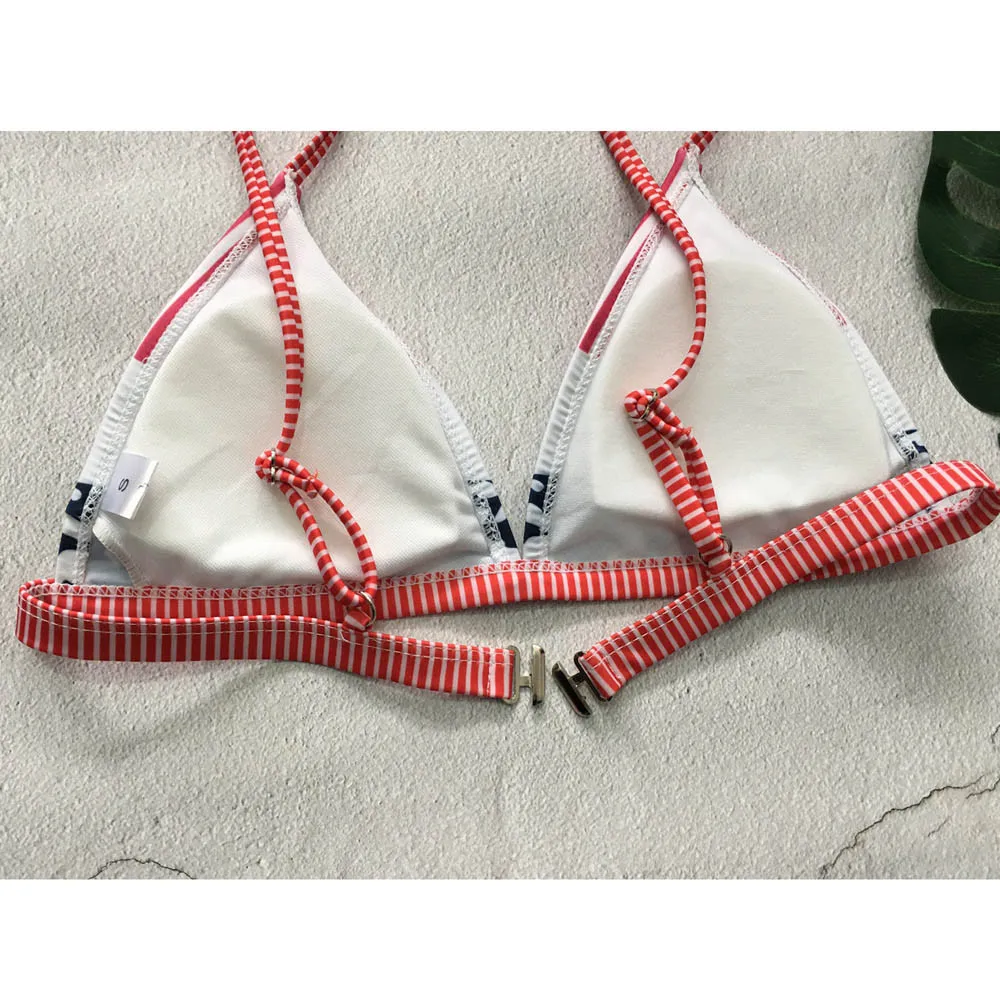 

Women's Striped bikini 2019 summer Set Print Swimsuit Push-up Swimwear Beach Suit beachwear women banana woman waist