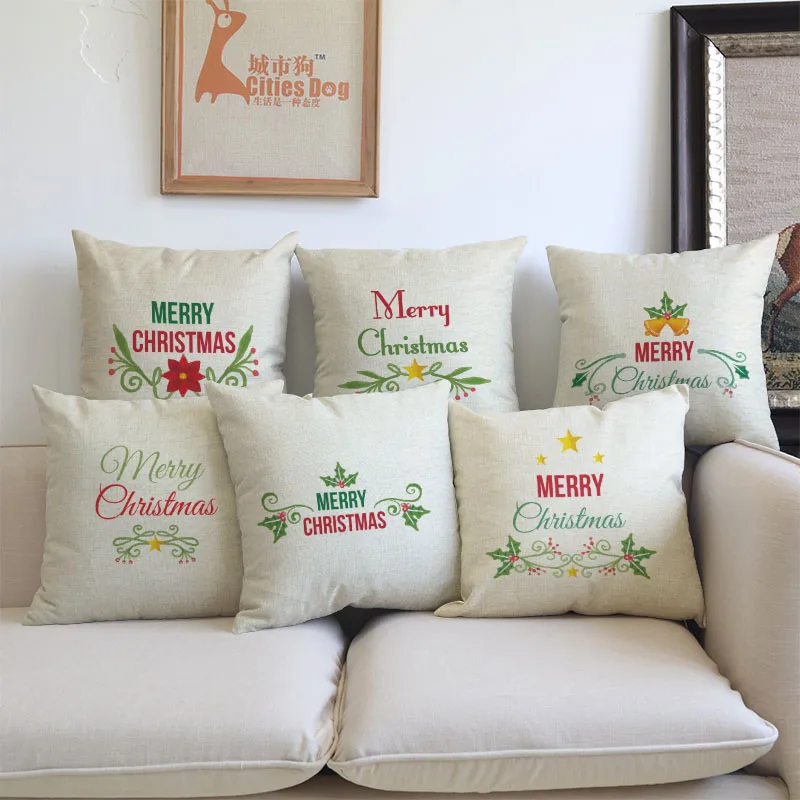 

pillow cushion coverMerry Christmas Painting Art Plant flower decorative pillows covers Will not fade sofa almofada cojines