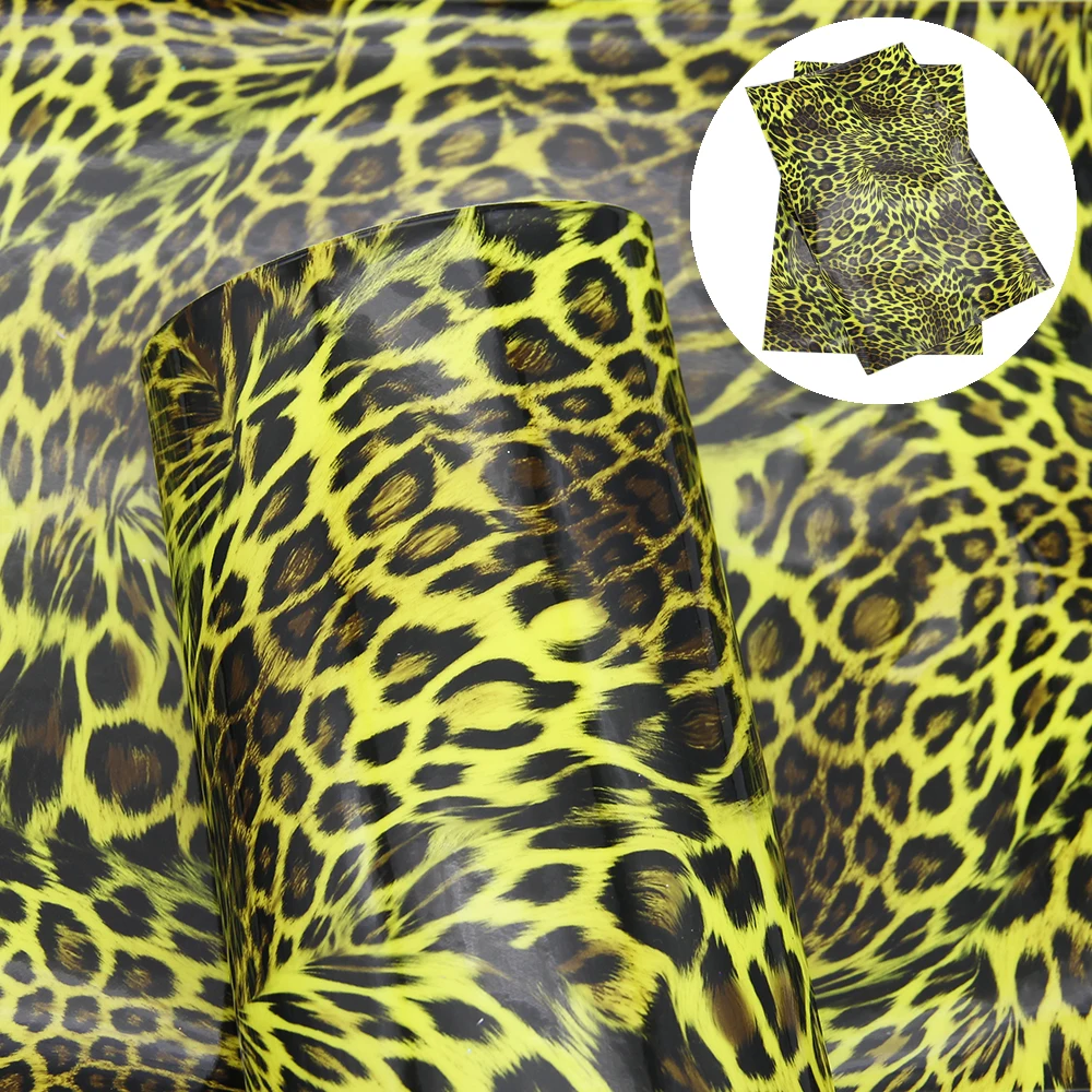 Давид аксессуары 20*34 см яркий Гладкий Леопард винил искусственная Синтетическая кожаная ткань DIY одежды HairBow сумка, 1Yc6854 - Цвет: 1086040006