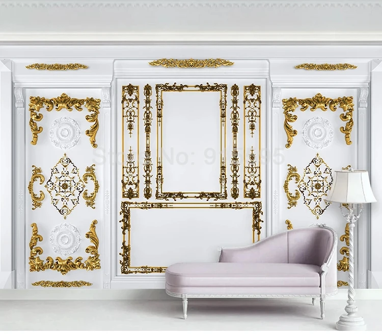 Пользовательские Настенные обои 3D Европейский стиль золотой цветочный узор художественная настенная живопись гостиная спальня задний